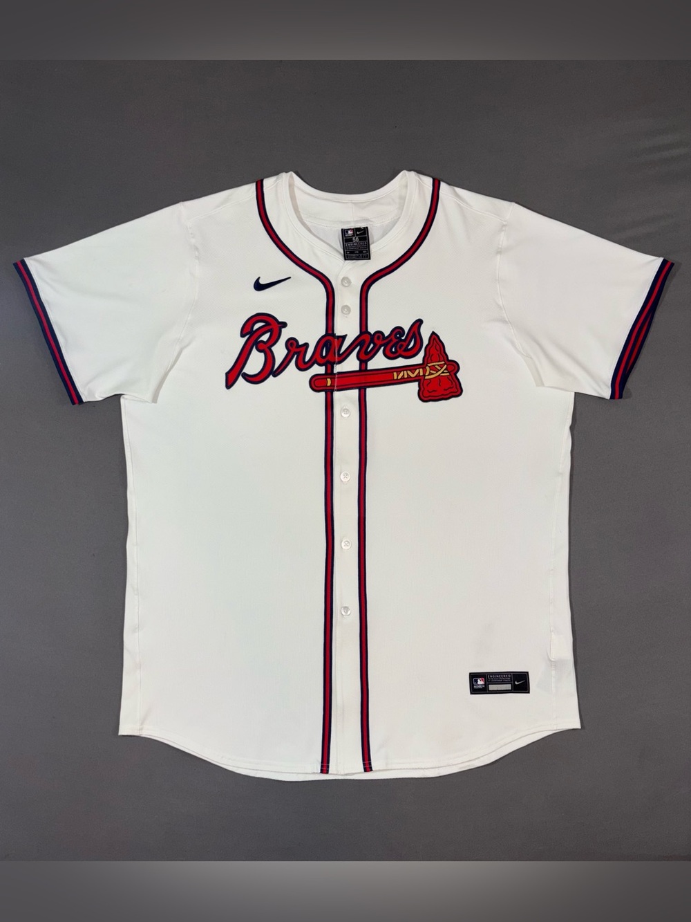 Men’s Nike Atlanta Braves MLB Authentic Jersey White Size 3XL